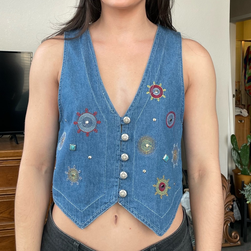 VTG Embellished Denim Vest